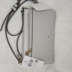 Kate Spade Sadie Crossbody Set Saffiano Leather Stone Path Gray Gold